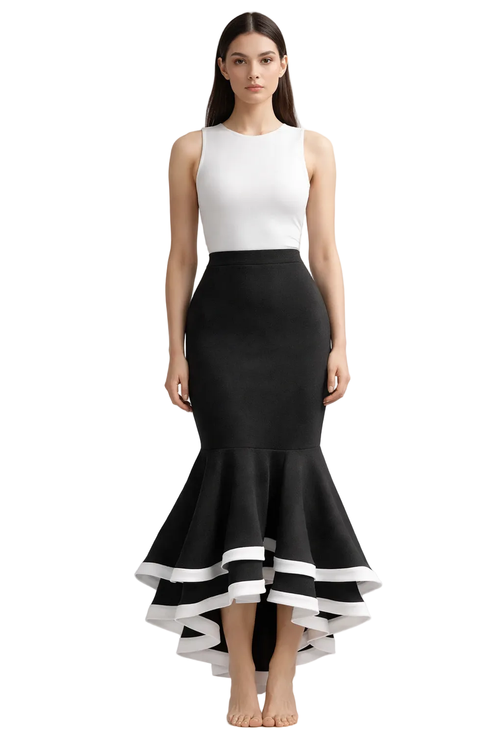 Czarna spódnica midi z rozszerzanym dołem