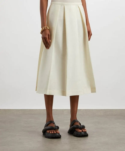 Kremowa plisowana spódnica midi