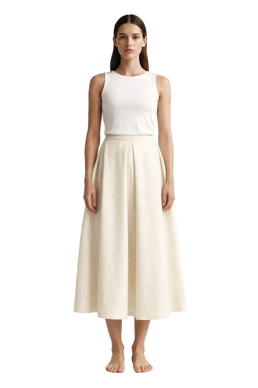 Kremowa plisowana spódnica midi